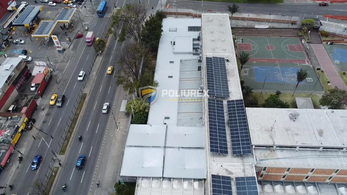 Vista aérea impermeabilización SENA Bogotá — POLIUREX